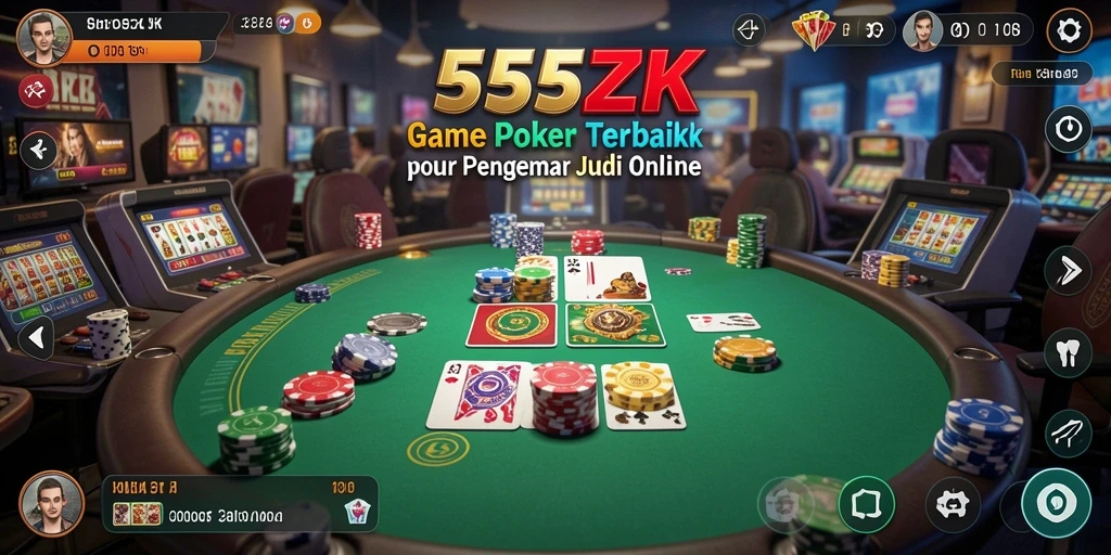 Tampilan gameplay Poker yang menegangkan dan menarik di 555ZK.