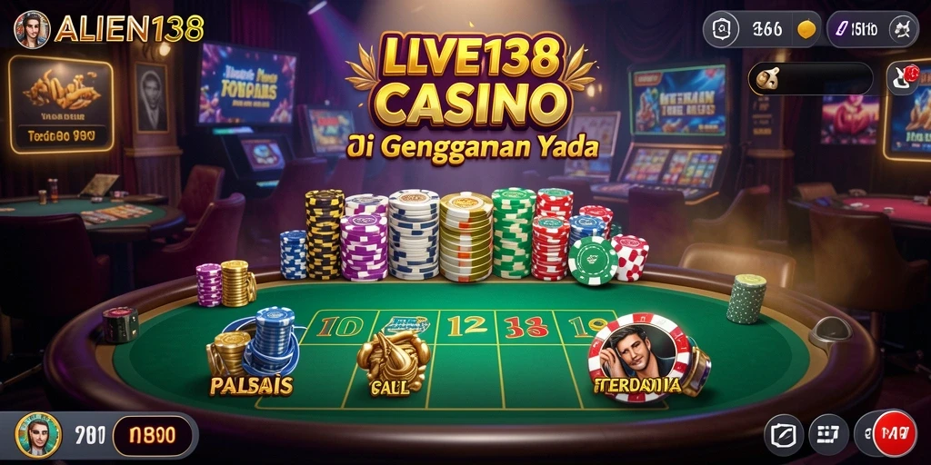 Screenshot gameplay ALIEN138 menampilkan dealer langsung dan meja permainan.