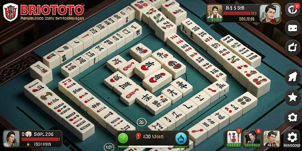 Tampilan gameplay BRIOTOTO yang menarik dengan ubin Mahjong berwarna-warni.