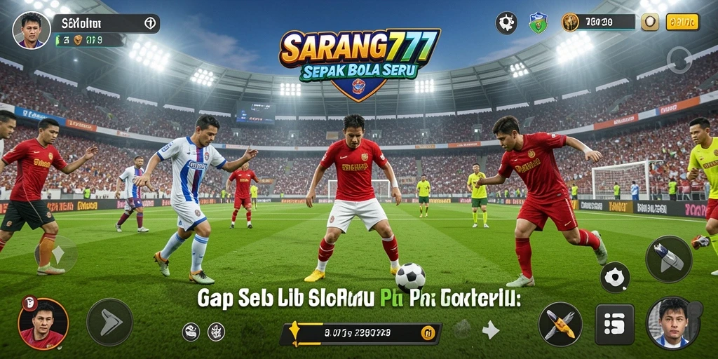 Tampilan gameplay seru dalam SARANG777 dengan aksi sepak bola yang dinamis.
