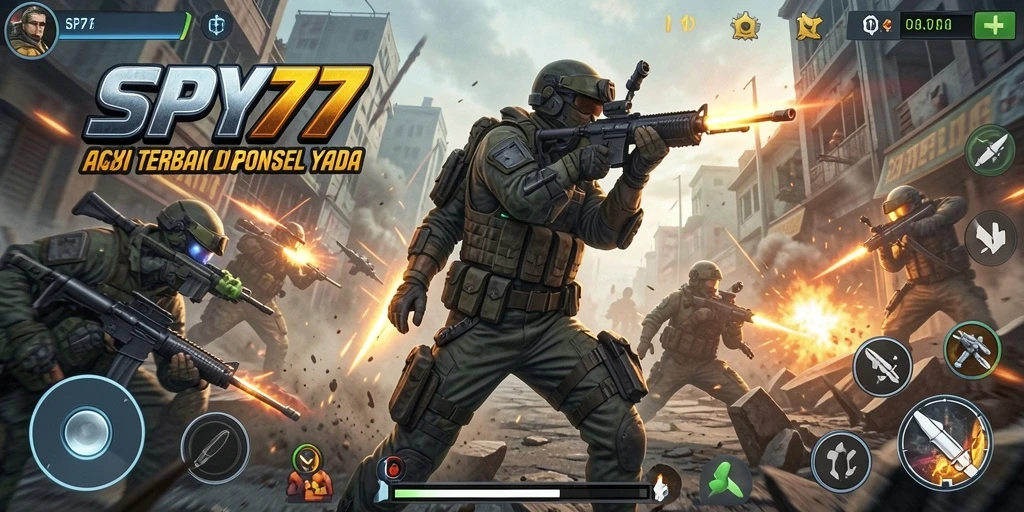 Screenshot gameplay SPY77 menunjukkan aksi mendebarkan saat bertarung.