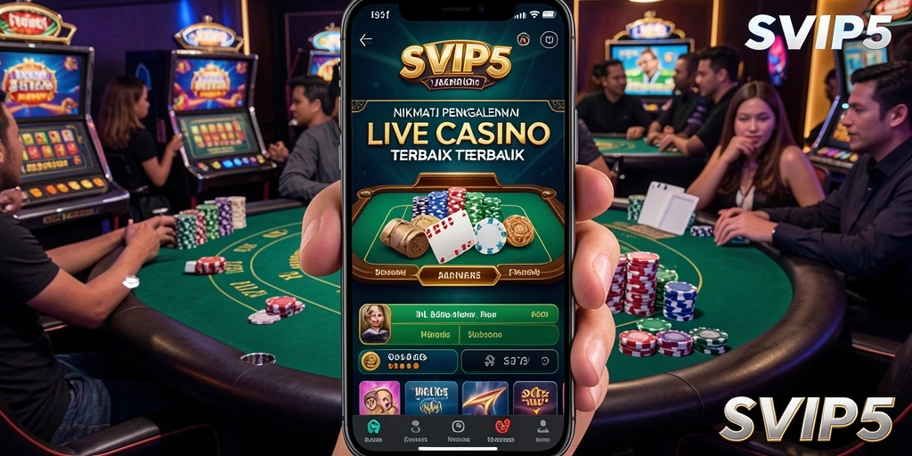 Screenshot SVIP5 menampilkan dealer langsung dan gameplay yang mendebarkan.